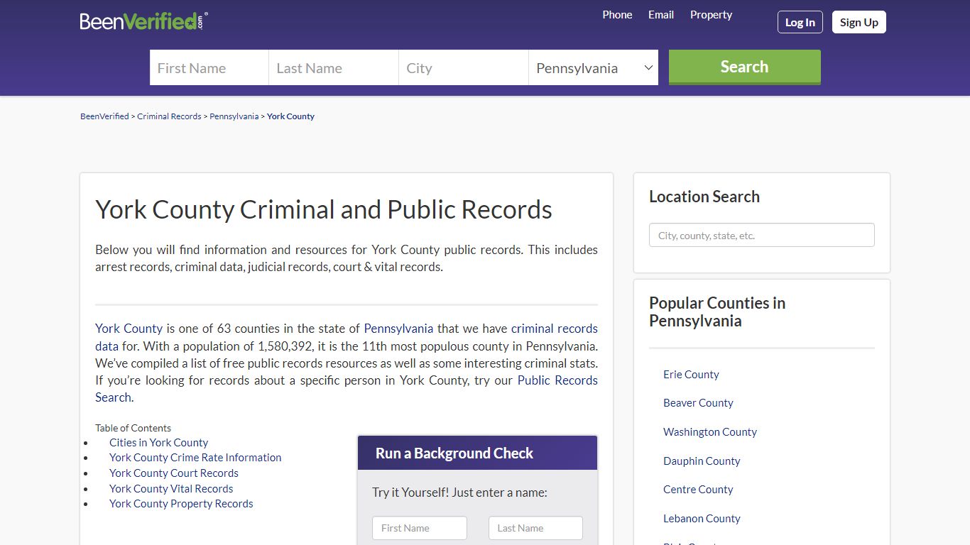 York County Arrest Records in PA - Court & Criminal Records - BeenVerified