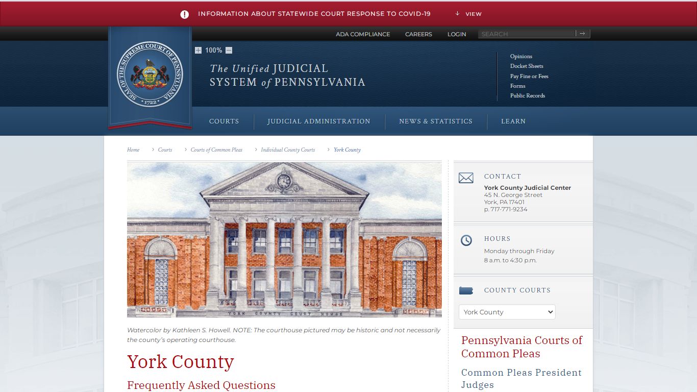 York County - Unified Judicial System of Pennsylvania